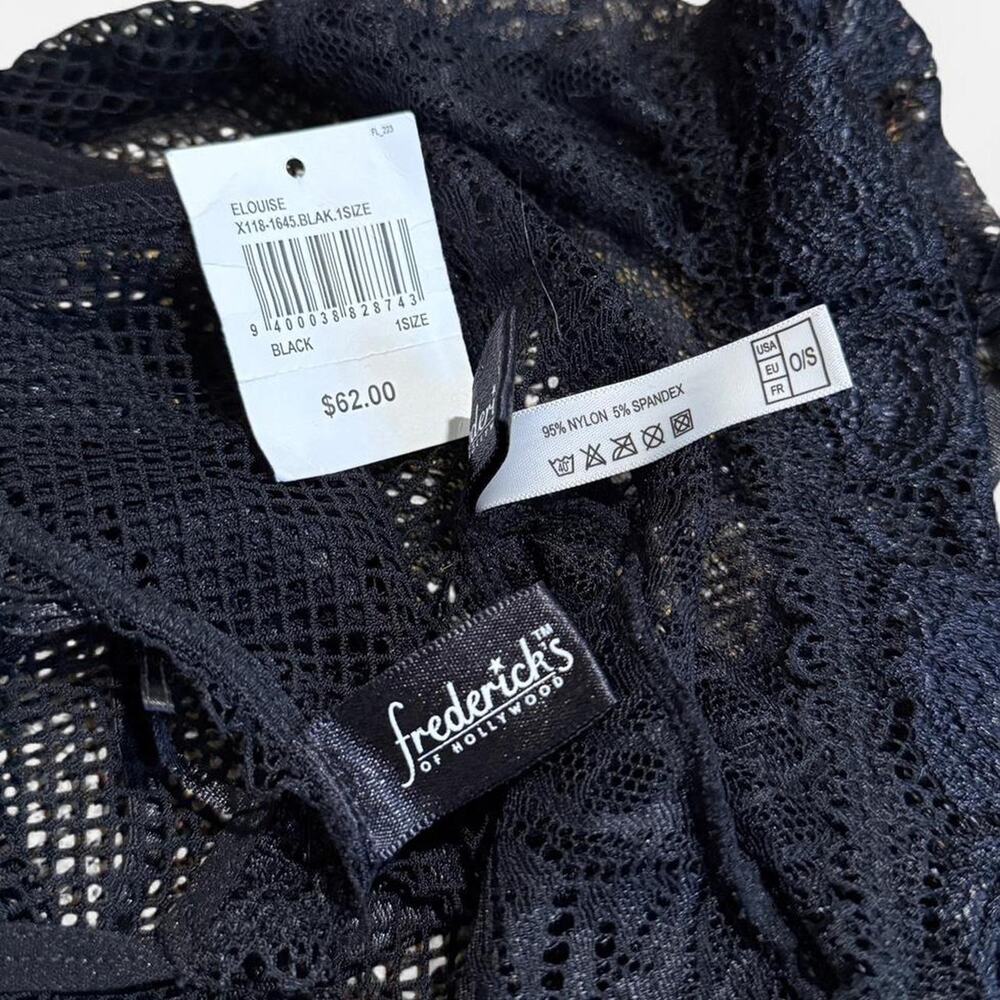 2010s Frederick's Of Hollywood Black Sheer Floral Lace Plunging Lingerie Set - Picture 8 of 8